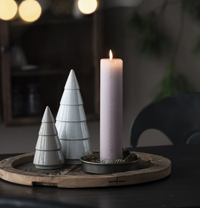 IB Laursen Ljusbricka Grå/Mässing med keramikträd och ljus