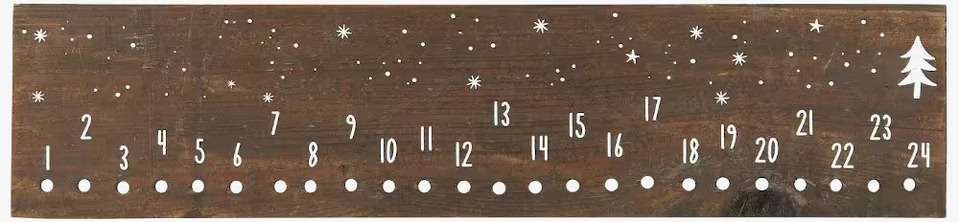 Träskylt Christmas Calender 1-24 Natur/Vit från IB Laursen