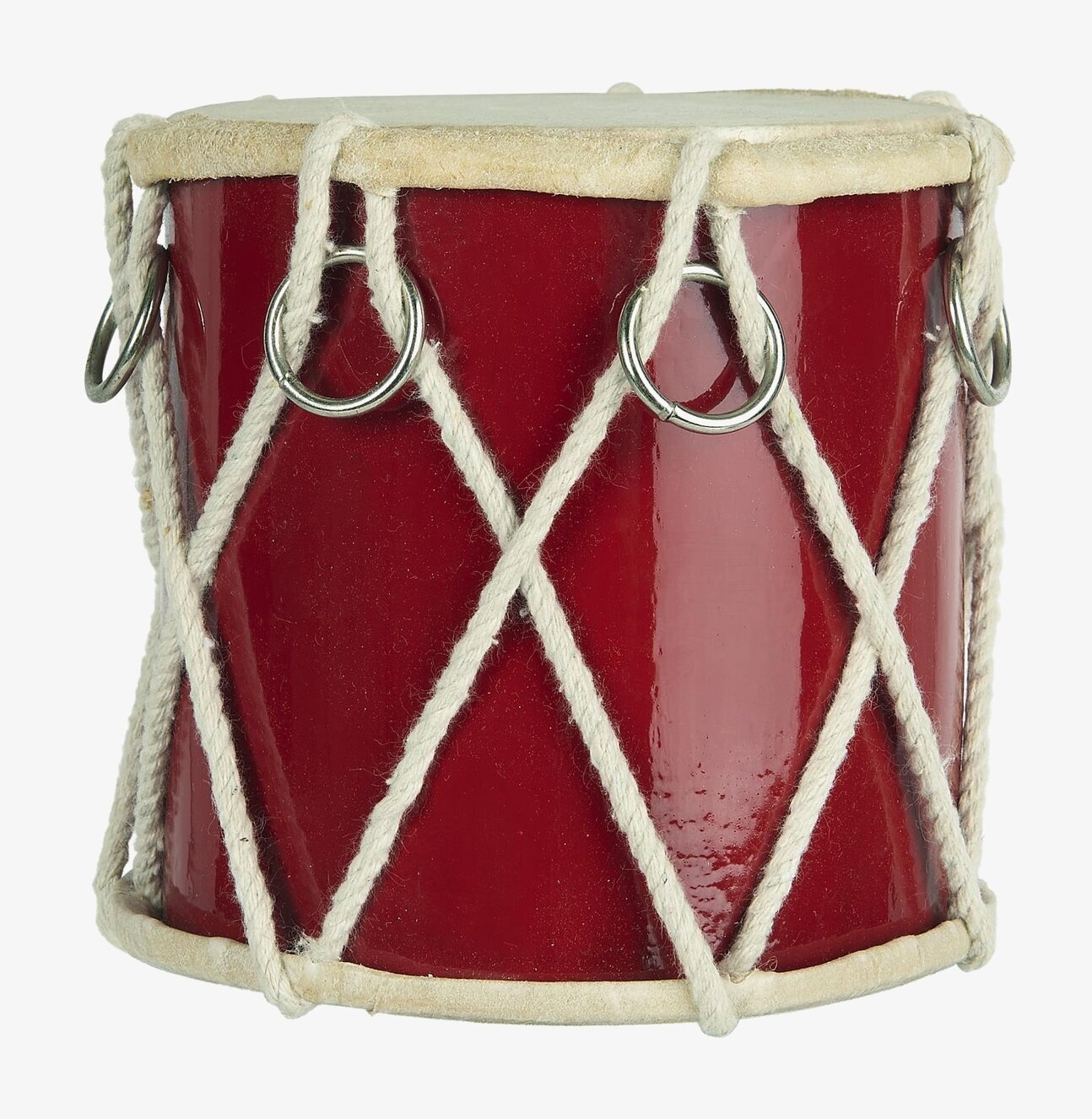 Trumma Röd M från IB Laursen med glansig röd yta och rep