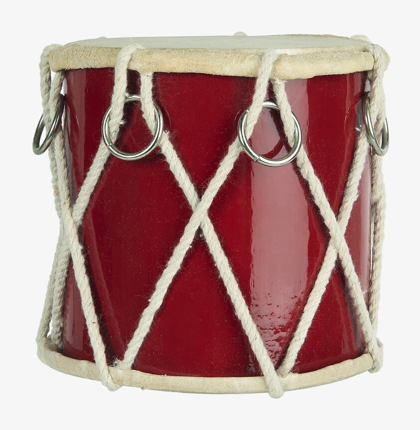 Trumma Röd M från IB Laursen med glansig röd yta och rep