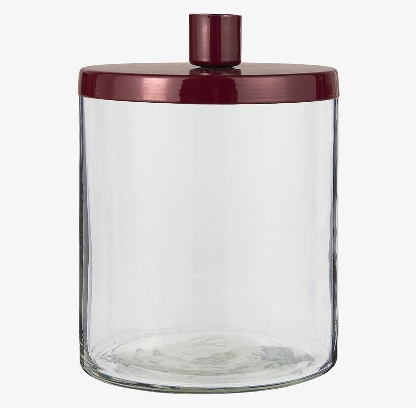 Ljusstake Glaskruka Vinröd från IB Laursen på vit bakgrund