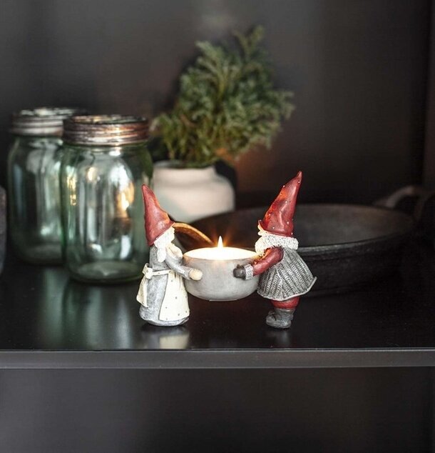 Ljusstake Tomten Håkan och Stina från Nääsgränsgården