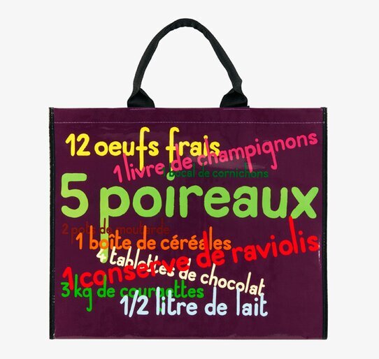 Shoppingkasse Lila från Derriére la porte med fransk text