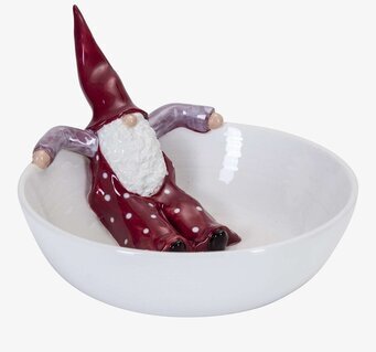 Skål Elmer från Nääsgränsgården med tomte i färgglada kläder