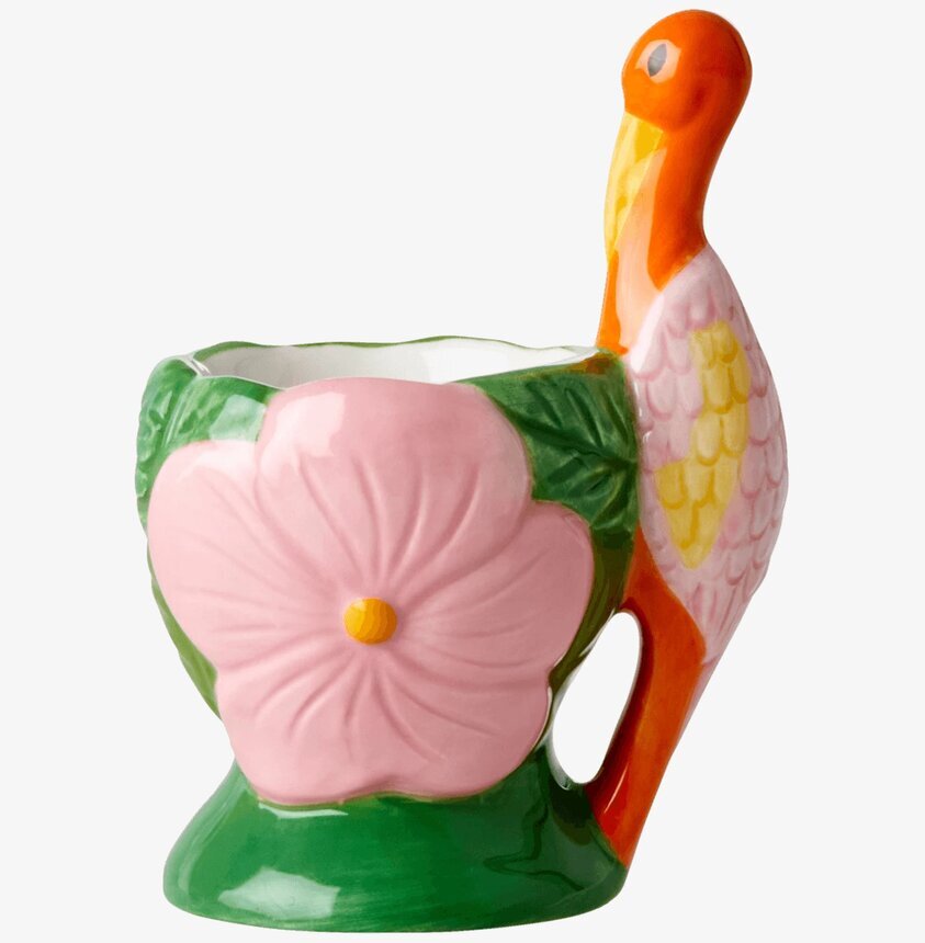 Äggkopp Flower & Bird Shape från Rice i färgglad keramik