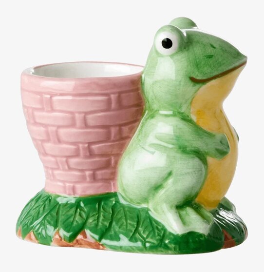 Äggkopp Frog Shape från Rice med groddesign och rosa korg