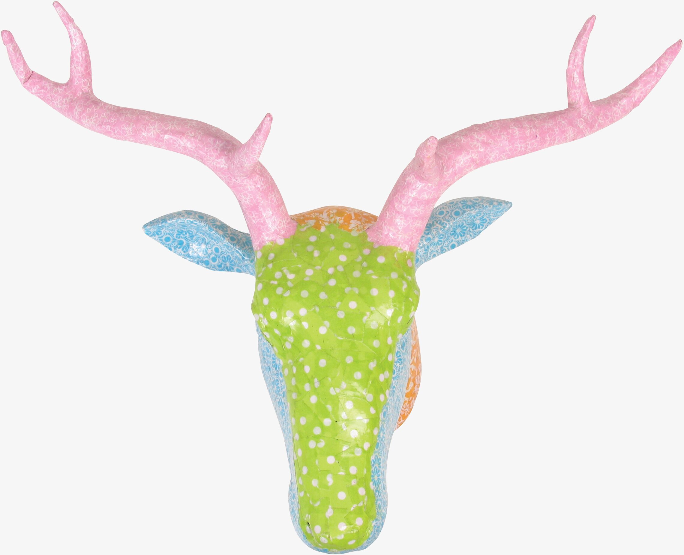 Hjorthuvud Papier Mache Rosa från Rice i livfulla färger