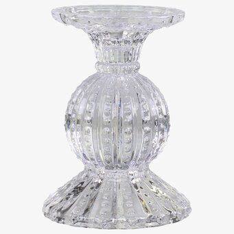 Ljusstake Taupe Clear från Chic Antique i klart glas