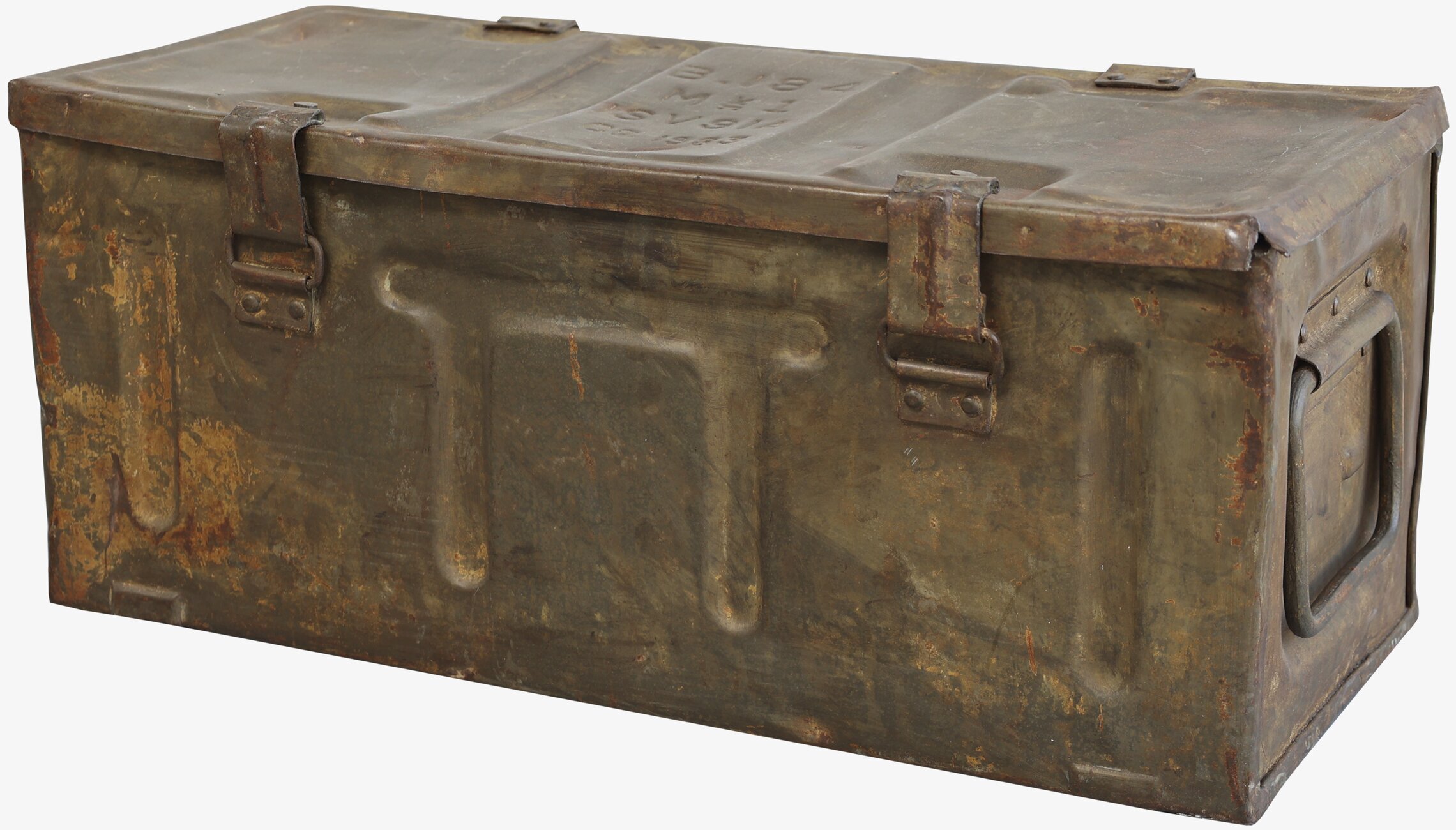 Grimaud Gl. Ammunitionslåda Antik Grå Stor från Chic Antique