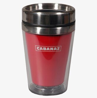 Termosmugg röd från Cabanaz med dubbla väggar och lock