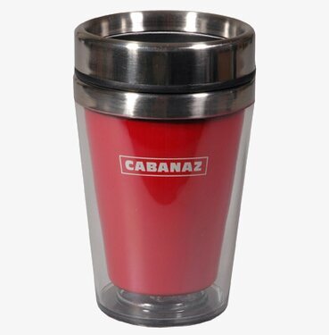 Termosmugg röd från Cabanaz med dubbla väggar och lock