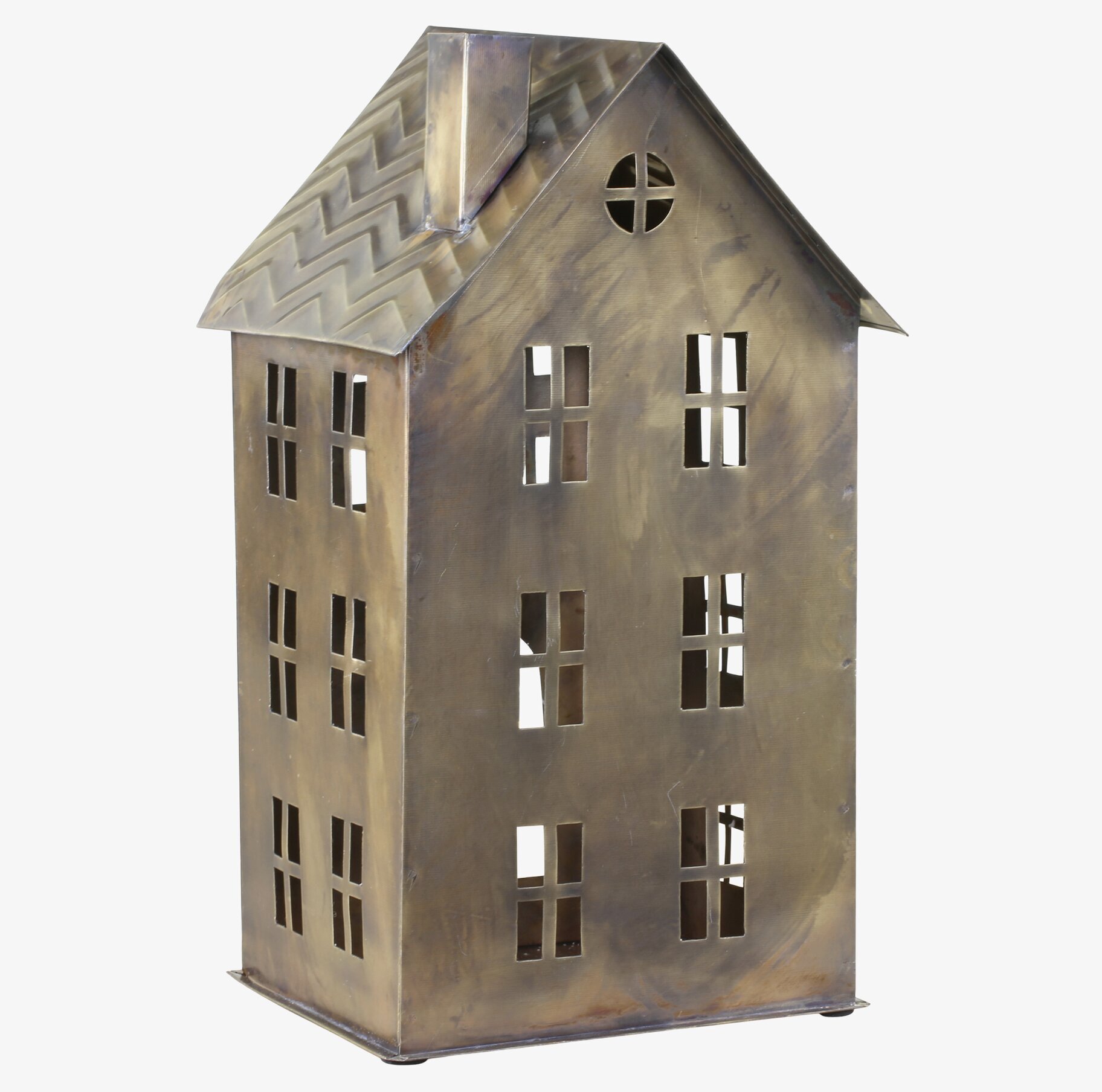 Ljuslykta Hus #5 Antik Mässing från Chic Antique