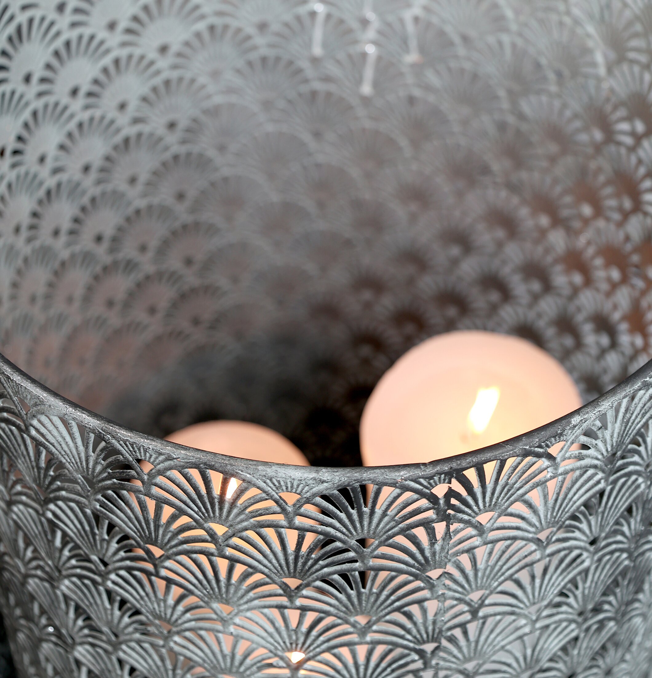 Lanterna Mönster Antik Zink Large från Chic Antique