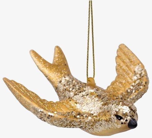Julgranshänge Svala Guld från Vondels med gyllene glitter