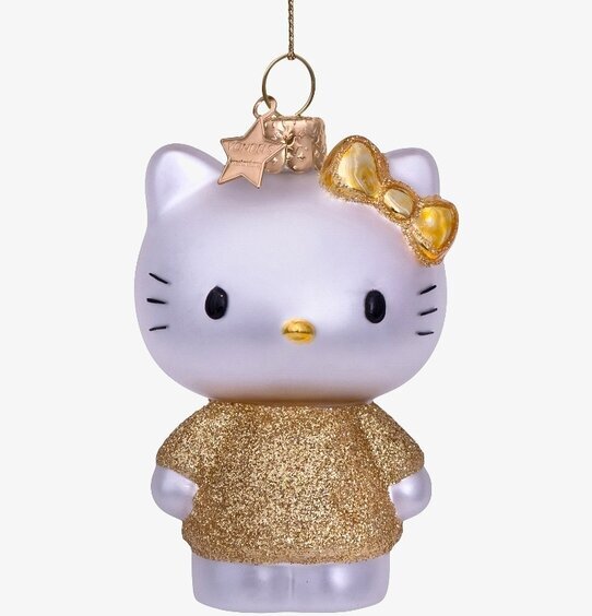 Julgranshänge Hello Kitty Gold från Vondels i glas och guld