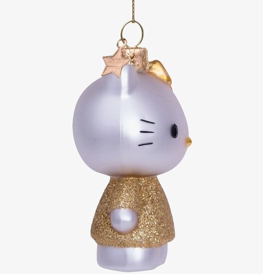 Julgranshänge Hello Kitty Gold från Vondels med glitter