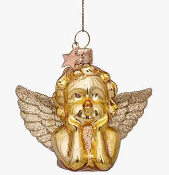 Julgranshänge Shiny Gold Angel från Vondels i guldglitter