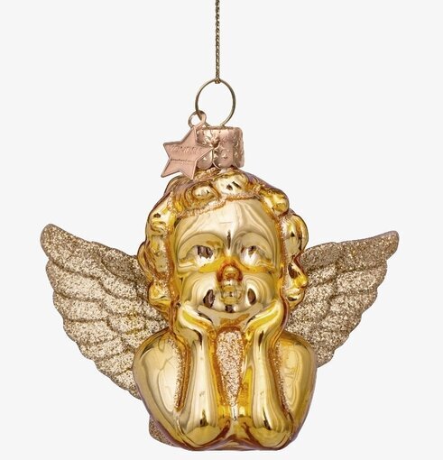 Julgranshänge Shiny Gold Angel från Vondels i guldglitter