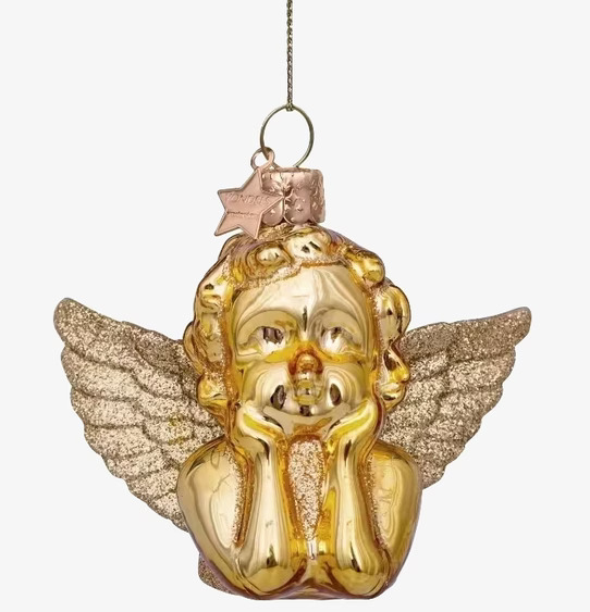 Julgranshänge Shiny Gold Angel från Vondels i guldglitter