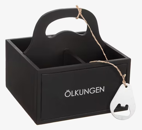 Trälåda Ölkungen från Different Design med kapsylöppnare