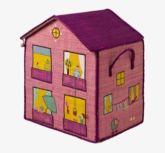 Förvaringslåda Hus Prinsessa L från Rice i rosa med detaljer