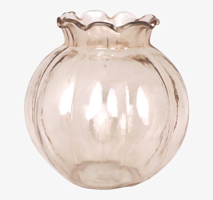 Vas Linnéa Rosa från Strömshaga med vågig kant i rosa glas