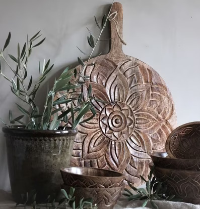 Skärbräda Fleur Stor Rund Brown från Majas Cottage