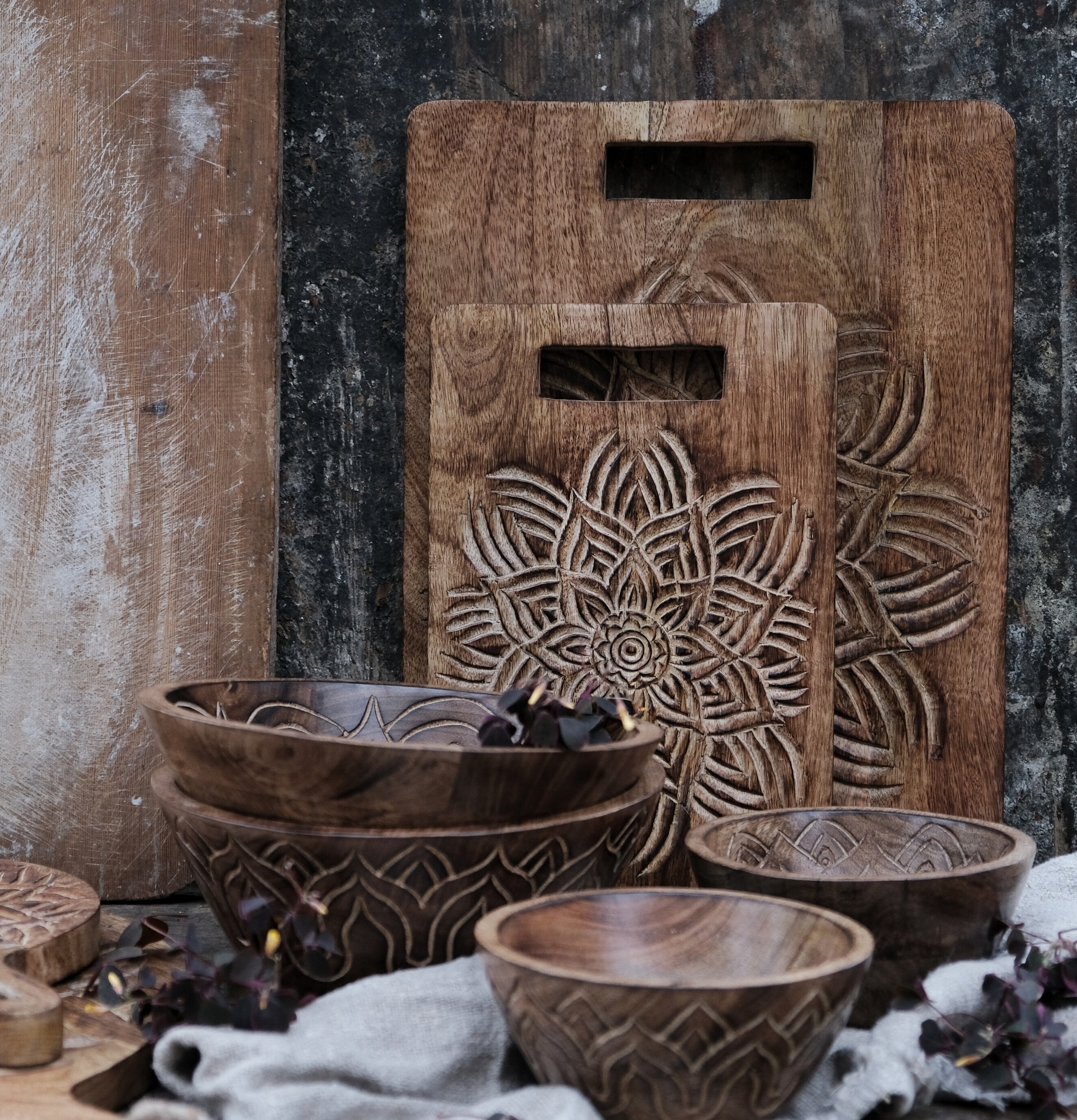 Fleur Skärbräda Rak från Majas Cottage med ingraverat mönster