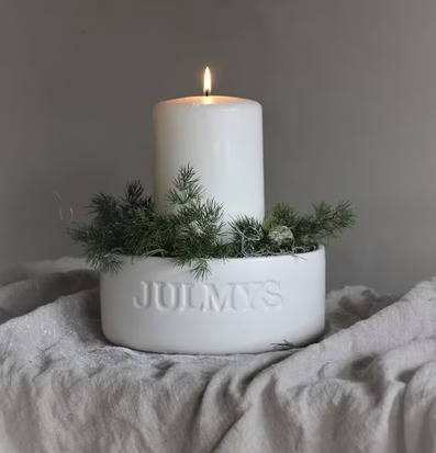 Kruka/Skål Julmys från Majas Cottage med ljus och granris