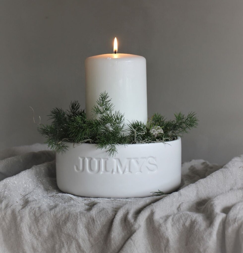 Kruka/Skål Julmys från Majas Cottage med ljus och granris