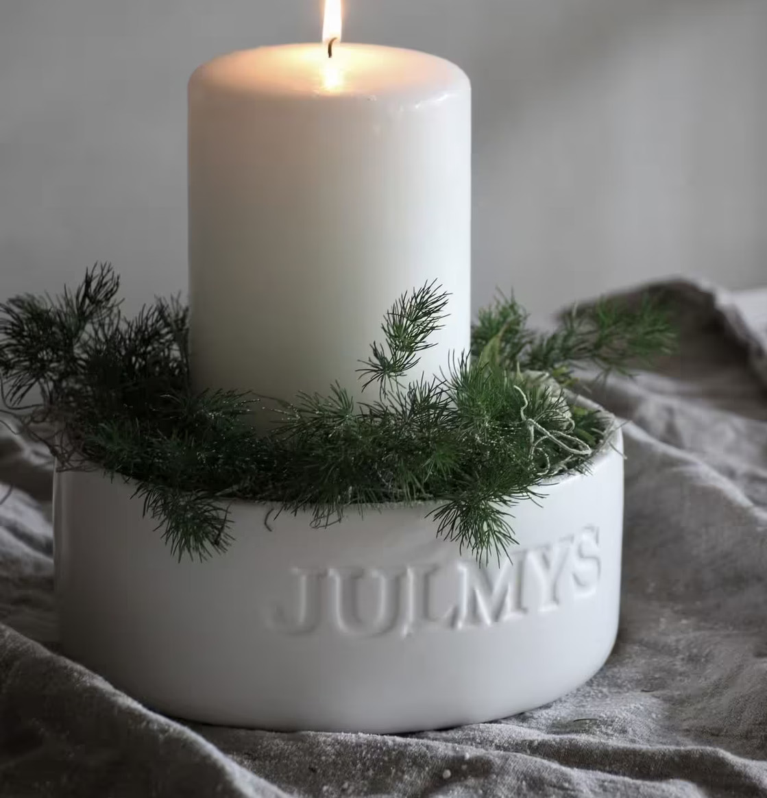 Kruka/Skål Julmys från Majas Cottage med ljus och krans