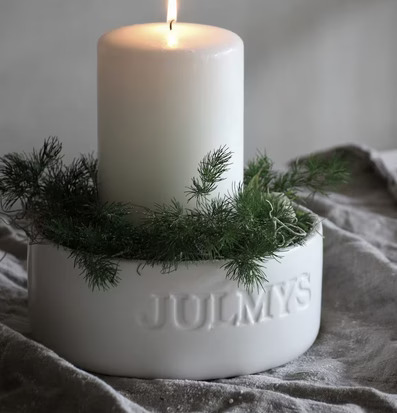 Kruka/Skål Julmys från Majas Cottage med ljus och krans