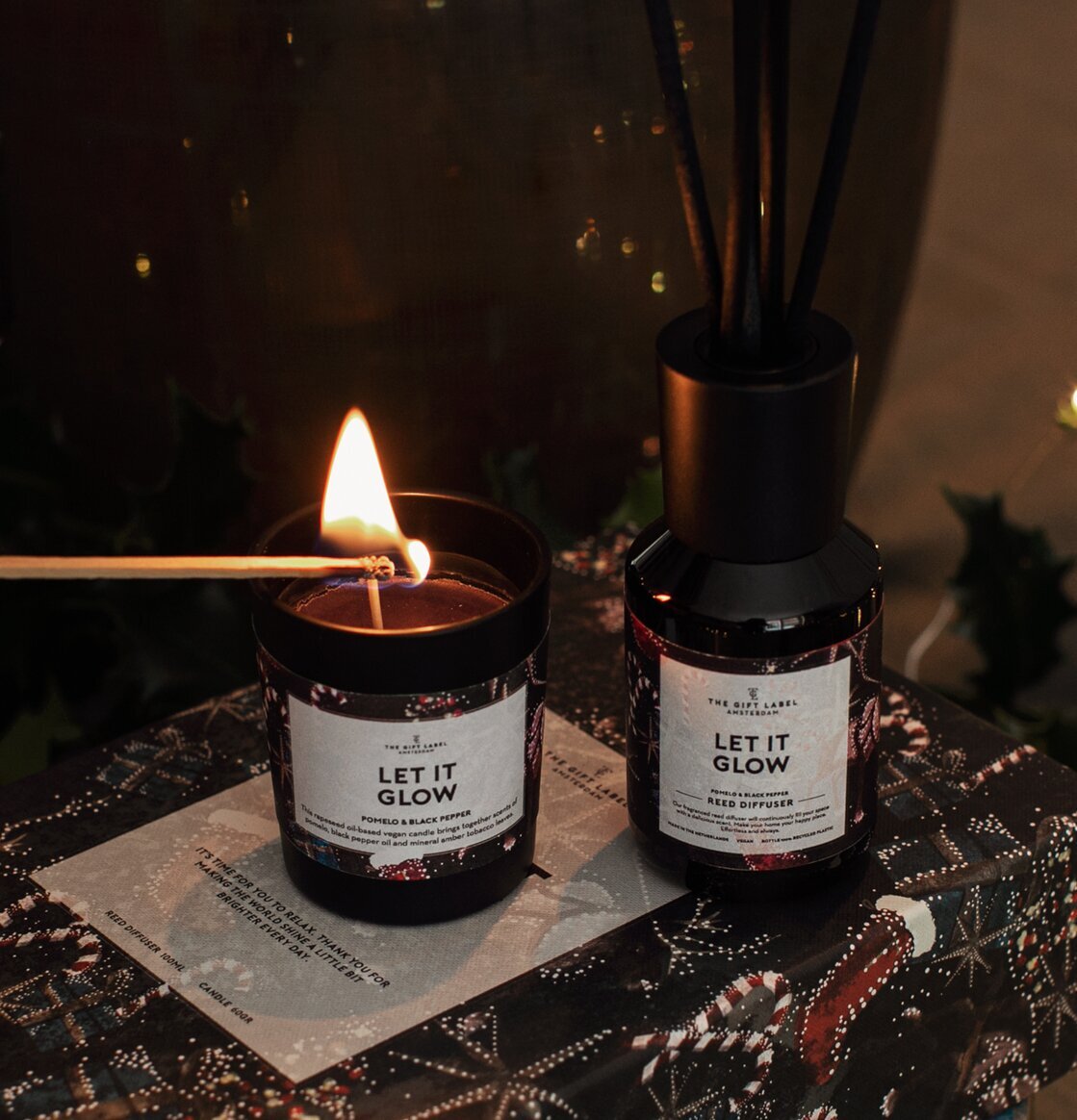Gåvobox Home Set - Let It Glow från The Gift Label med ljus