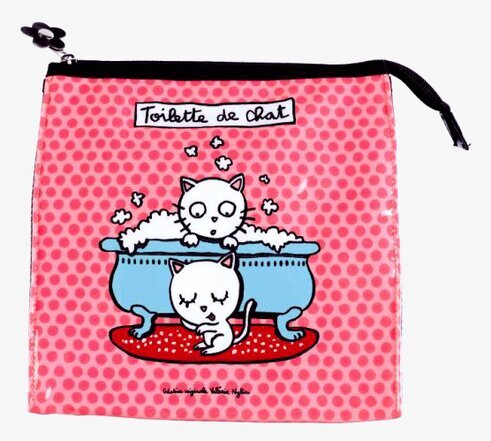 Necessär kitkatt rosa från Derriére la porte med kattmotiv