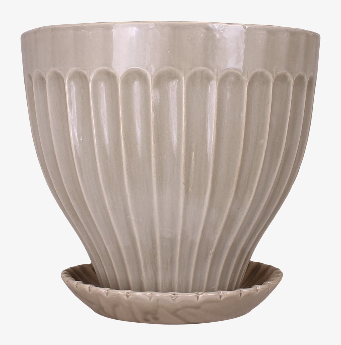 Kruka Beige 30 cm Inkl Fat från Strömshaga, beige keramik