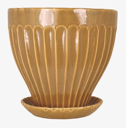 Kruka Ockra 21 cm Inkl Fat från Strömshaga i ockrafärg