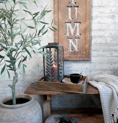 Lanterna Bladdekor Antique Zink Liten från Chic Antique