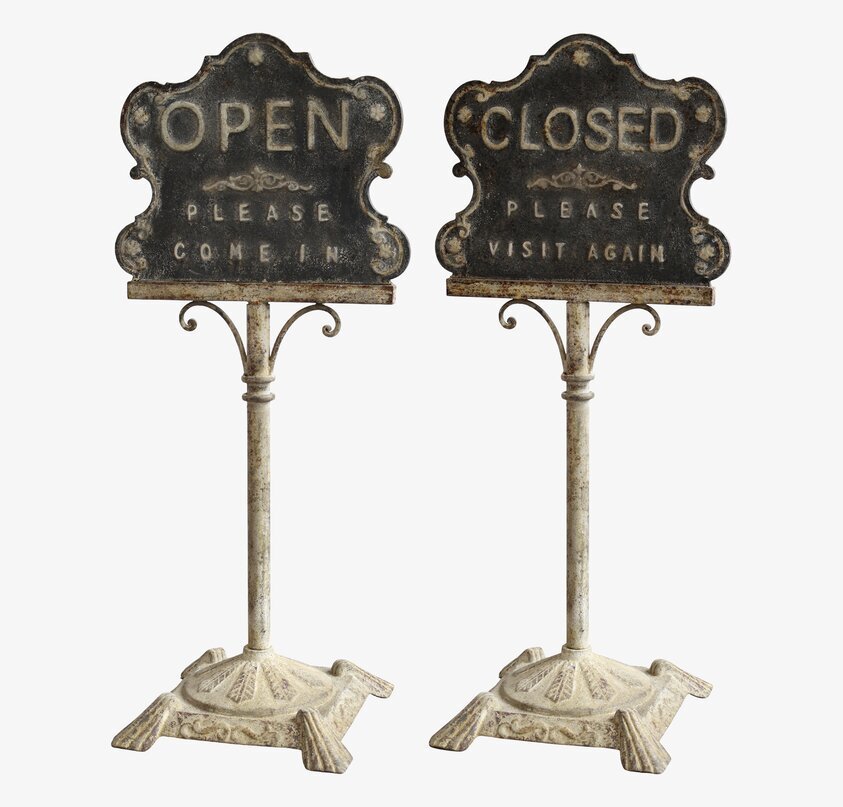 Skylt Open/Closed från Chic Antique med antik design