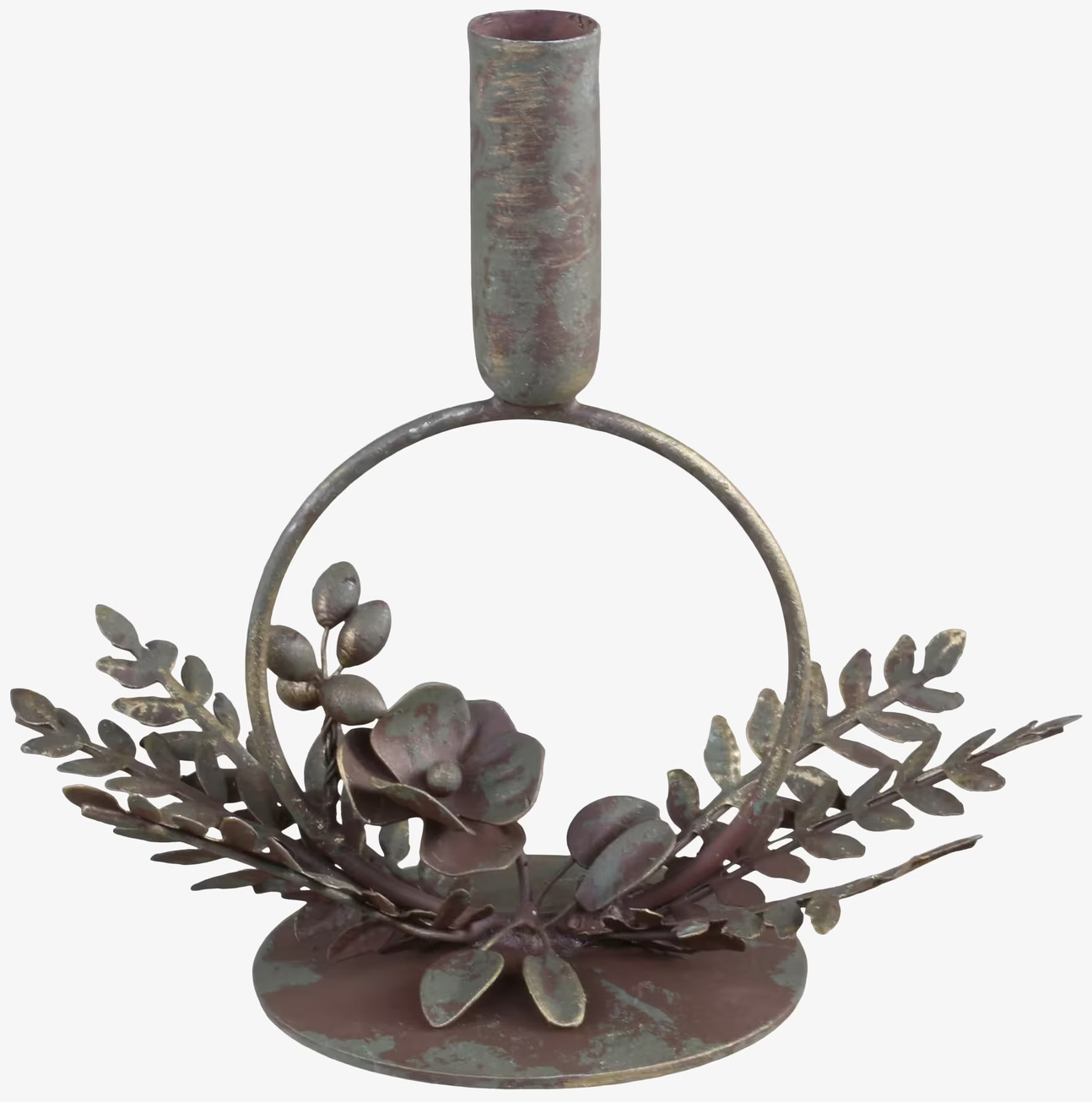 Ljusstake Ring Bladverk Antik Mässing från Chic Antique