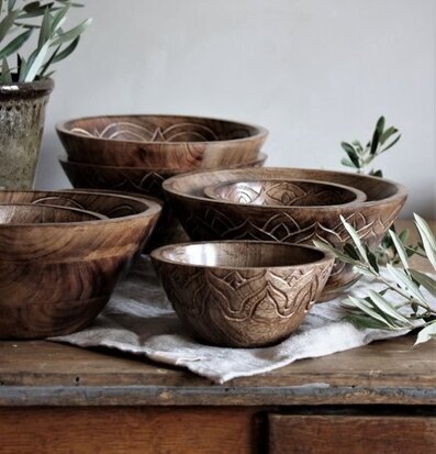 Fleur Träskål Mango Mönster Insida från Majas Cottage