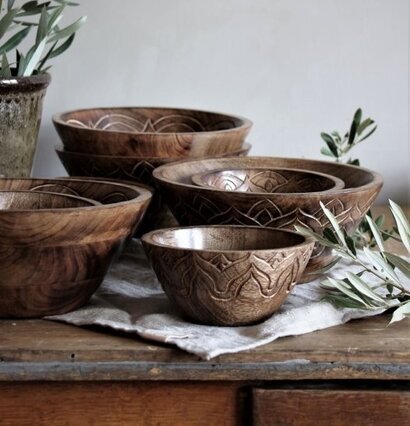 Fleur Träskål Mango Mönster Insida från Majas Cottage