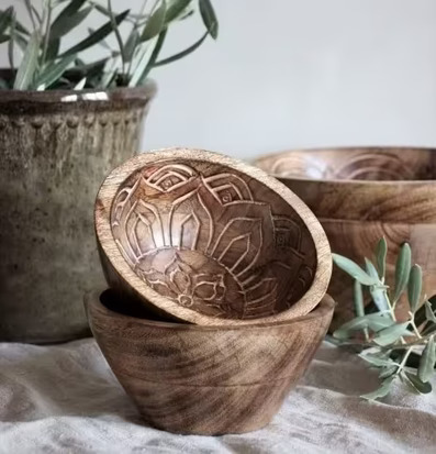 Fleur Träskål Liten Mönster Insida från Majas Cottage