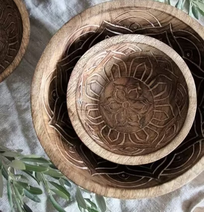 Fleur Träskål Liten Mönster Insida från Majas Cottage