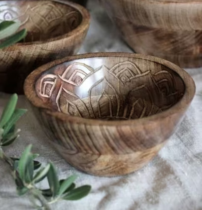 Fleur Träskål Liten Mönster Insida från Majas Cottage