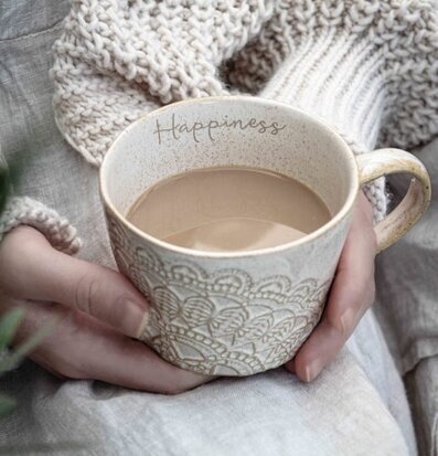 Mugg Med Handtag Happiness Caramel från Majas Cottage