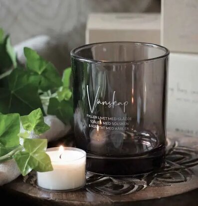 Bild av harmonisk scen med ljuslykta och växter