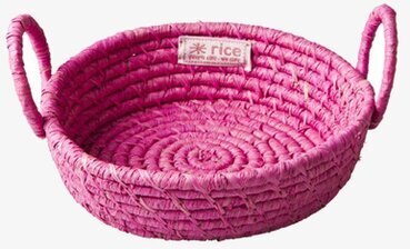 Brödkorgar Raffia från Rice i rosa, handgjord och hållbar