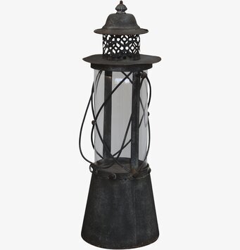 Gl. Lanterna XL från Chic Antique i svart metall och glas