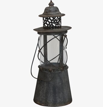 Gl. Lanterna L från Chic Antique, rustik metall och glas
