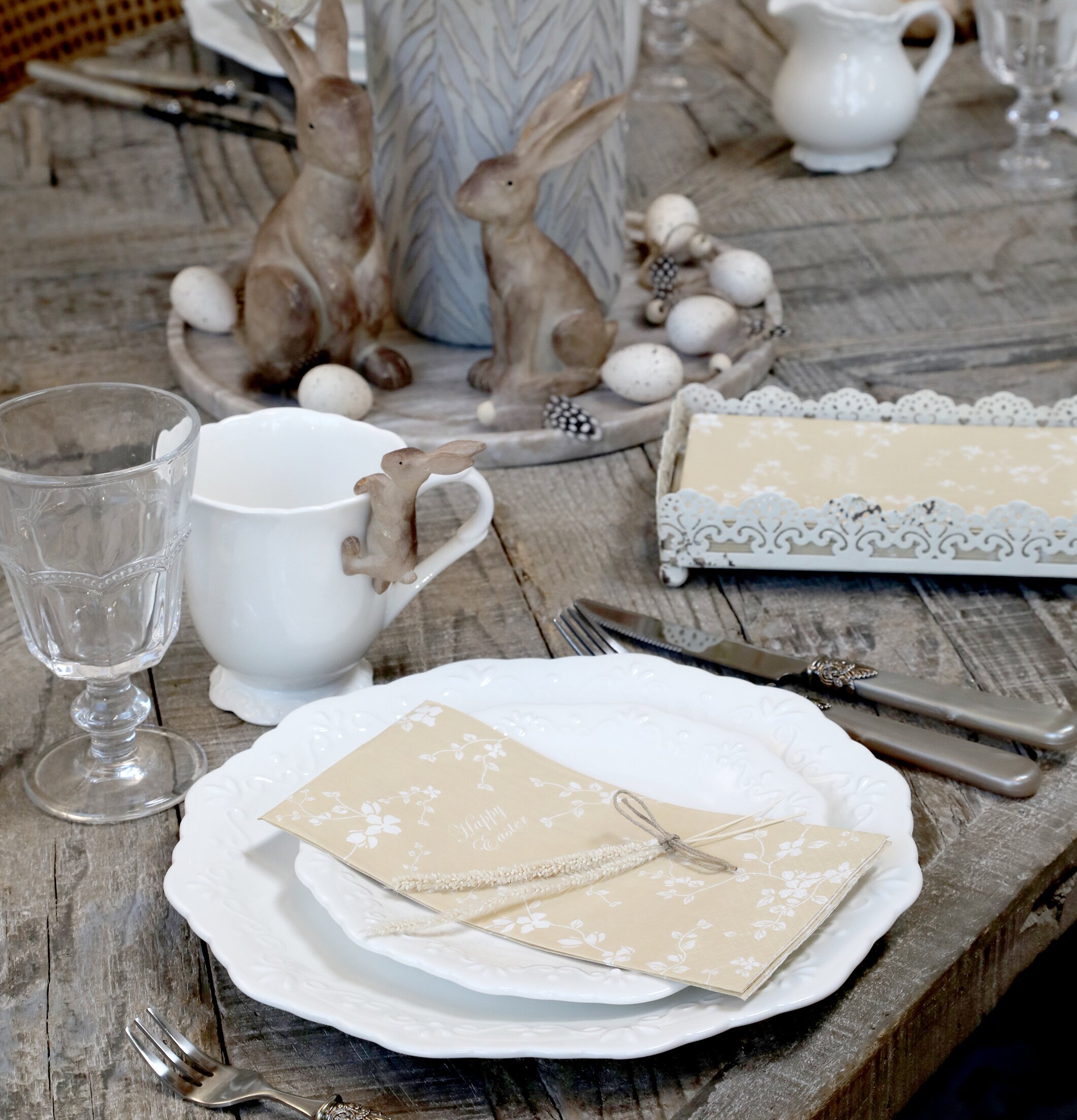 Påskservetter Happy Easter Blomster, 16 st från Chic Antique